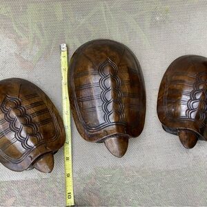 Turtle Carved Wood Trio